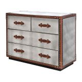 Duke Mirrored Leather Trim Chest